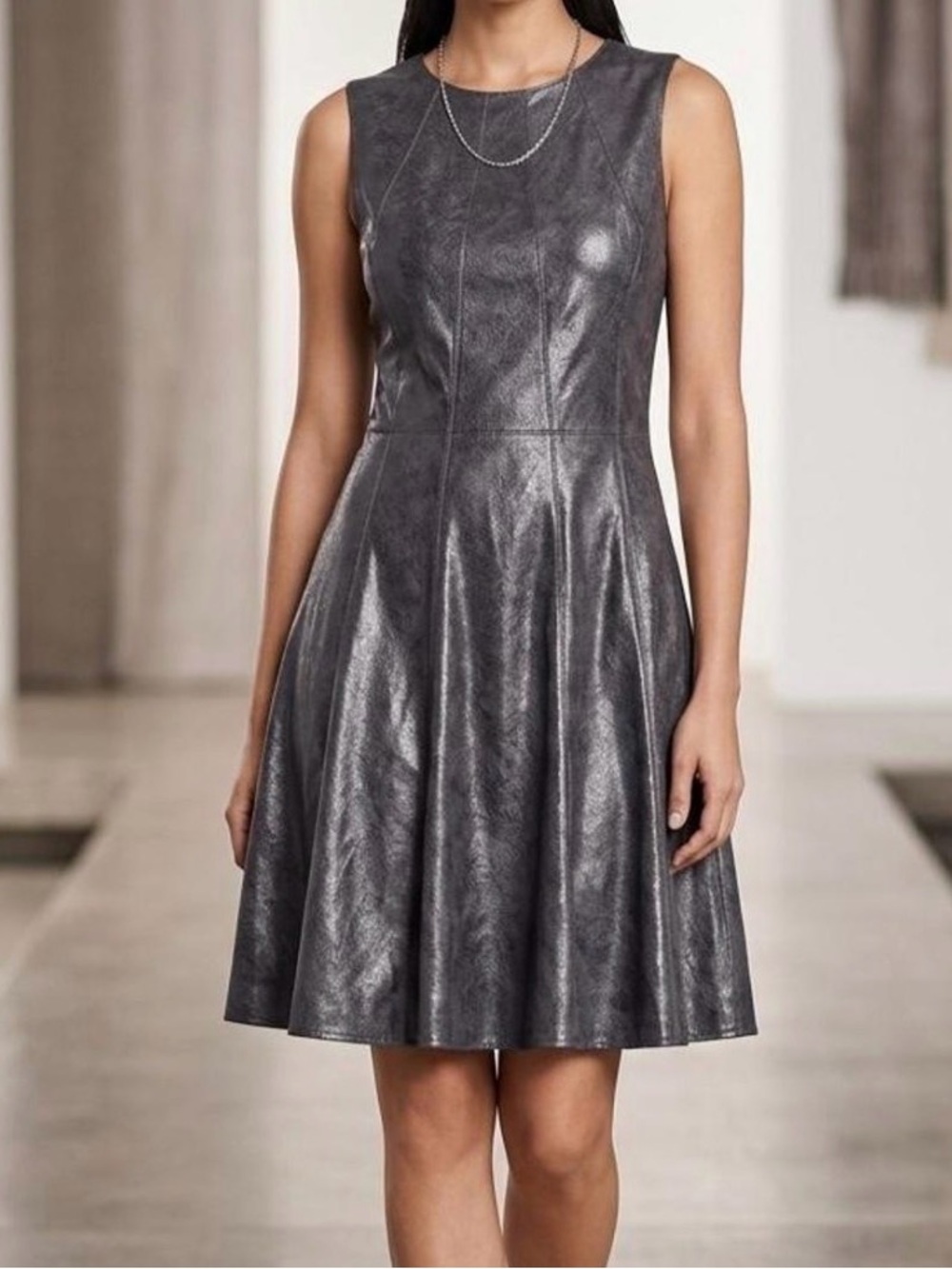 Vince Camuto Dark Leather Mini Dress